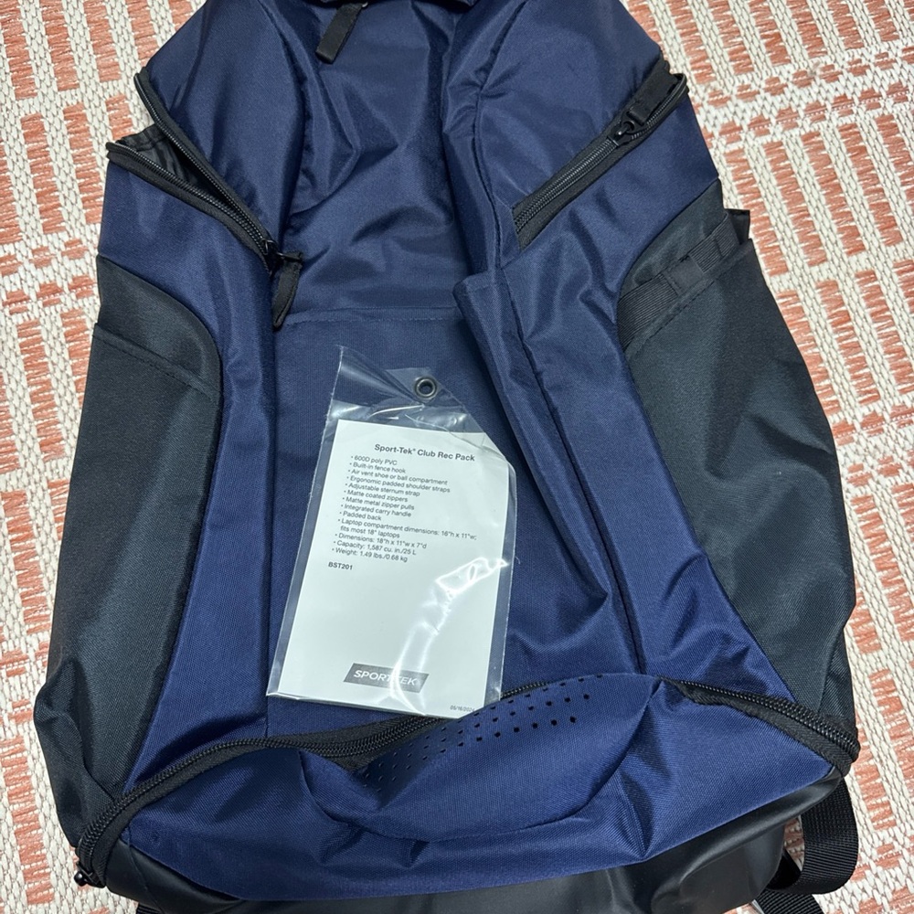 Sport-Tek Navy and Black Backpack
